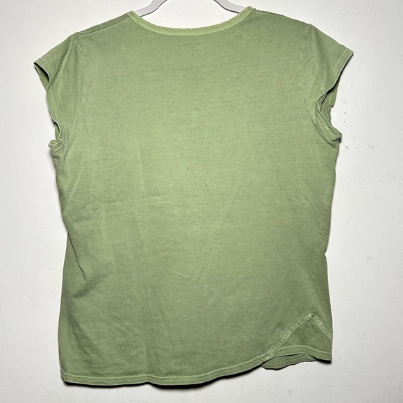 WOOLRICH Womens Green Embroidered Henley T Shirt Size L - Picture 2 of 9